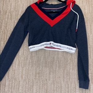 Cropped Tommy Hilfiger Sweatshirt. Grey